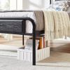 Twin Black Wood Metal Platform Bed Frame with Rounded Headboard Footboard