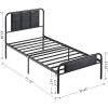 Twin Black Wood Metal Platform Bed Frame with Rounded Headboard Footboard