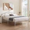 Twin size White Metal Platform Bed Frame with Arched Headboard