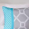 Twin / Twin XL 4-Piece Teal Blue Grey White Geometric Comforter Set