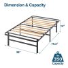 Twin XL size Metal Bed Frame with Bamboo Wood Slats