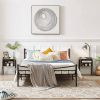 Set of 2 Modern Industrial Grey Wood Black Metal Side Table Nightstand End Table